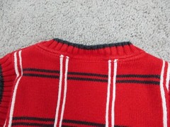 IMP Originals Sweater Vest Toddler Boy 18M Red Plaid V Neck 100% Cotton USA Made