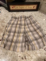 Set of 2 Shorts Boy 3T, Solid Blue and Checks Green, Brown And Yellow