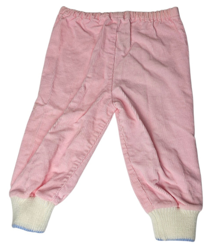 Vintage ’90s Girls 12 Month Pink Corduroy Pants Elastic Waist Lilac Hem Pull On
