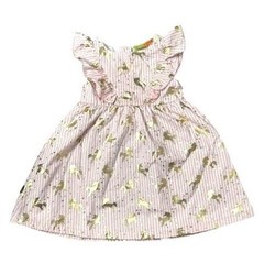 Penelope Mack Pink Stripe Ruffle Dress Gold Unicorns Print Princess Toddler 18M