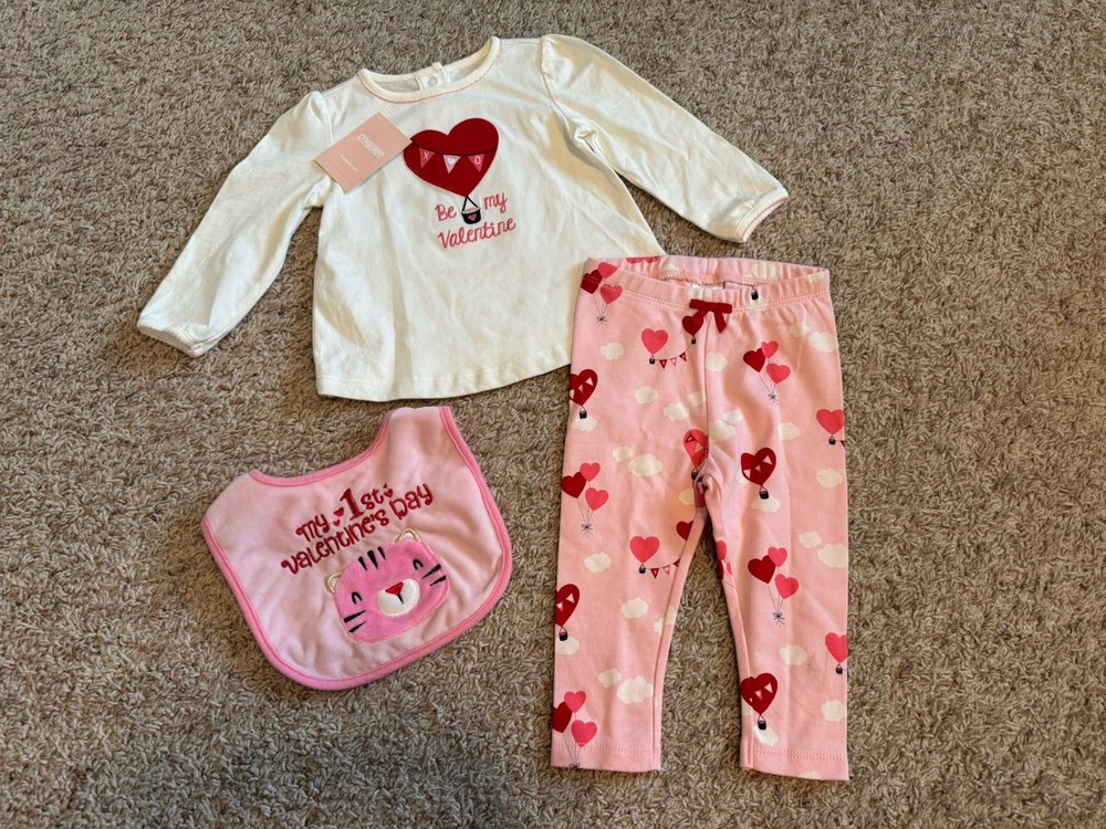 Baby Girl Size 6-12 Month Valentine Pant Suit With Bin GYMBOREE