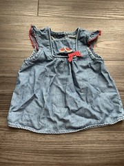 Janie and Jack Baby Girl’s 6-12 months chambray blue red watermelon Shirt top