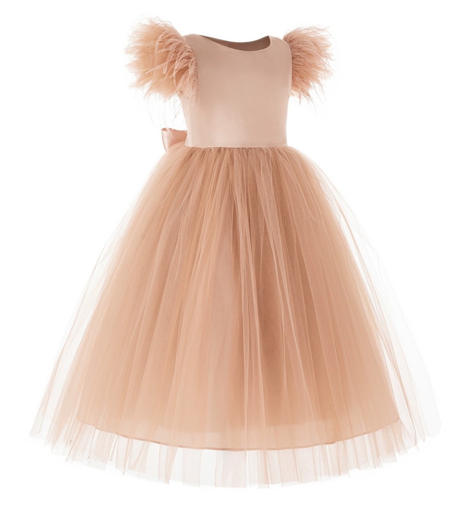 Wedding Corset Flower Girl Dress Feather Dress Princess Gown Halloween Dress