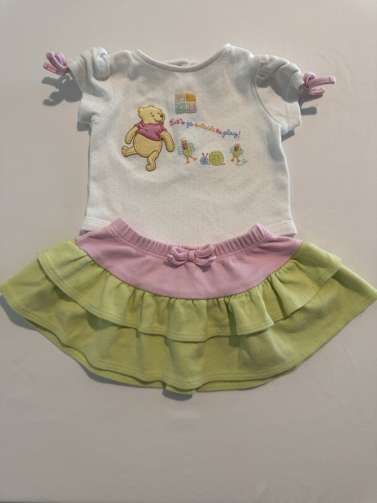 Y2K Disney Winnie the Pooh 2pc Bodysuit & Skirt Set 0-3M