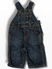 Baby Gap Sz 3-6 months Classic Blue denim overalls Snap Western EUC A-8
