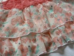 Little Lass Baby Dress Set 3-6 M Pink Coral Butterfly Floral Ruffle Sequin Lace