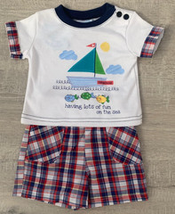 Baby Boys Checked Shorts & T-shirt Set Spring Summer Outfit 6-12 Months NWT