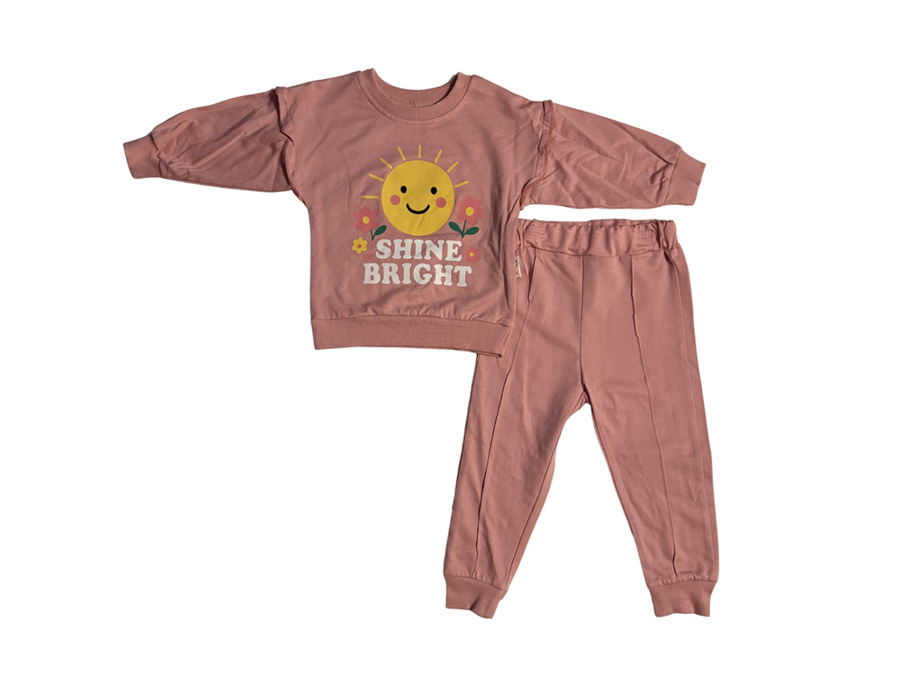 AyaKids Shine Bright Sun Sweatshirt Pants Set Mauve Baby Toddler