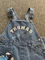 Thomas & Friends Train Denim Overall Shorts Blue 100% Cotton 24M Full Steam