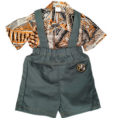 Vintage 80s For Boiz Only Button Down Shirt and Overall Shorts Size 1 Deadstock