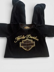 VTG Harley Davidson Velour Black One-Piece Romper 24M