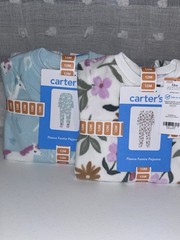 Carter’s Girls Warm Fleece Zipper Closure Long Sleeves Footie Pajama 12M Set 2