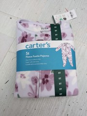 Carter’s Girls Fleece Zipper Closure Long Sleeve Footie Pajama Purple Sz 5T BR4