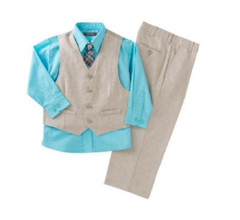 Kenneth Cole Reaction Boys’ 4-piece Khaki & Blue Pant Suit, 2T