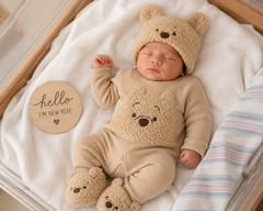 Disney Baby Pooh Bear Romper Hat & Slippers Set NWT Newborn, 0-3M, 3-6M