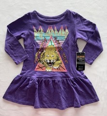 Def Leppard Toddler Girl 2T Purple Hysteria Tour Dress Long Sleeve Dates Back