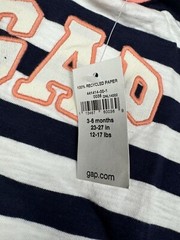 NWT Gap Baby 3-6 Shortie Romper Outfit Baby Boy Stripe Coral Blue White Short