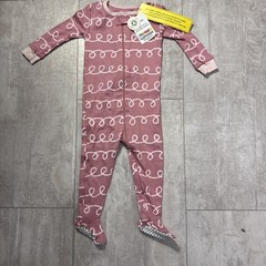 NWT Lamaze Baby Organic Cotton Pink Fitted One Piece Sleeper Zip Up 12 Mos