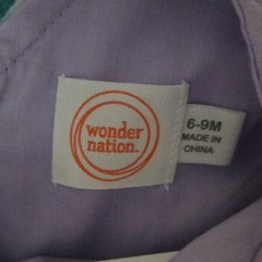 Wonder Nation Girls Fit & Flare Dress Purple Bow Ruffle Puff Sleeve 6-9M Zip