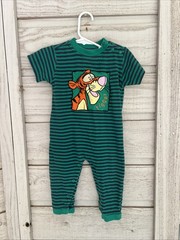 VTG The Disney Store Winnie The Pooh 100% cotton Romper 24M Tigger green stripes