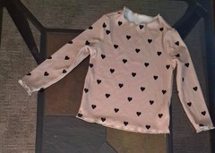 Gold Heart Print Knit 2-Piece Unisex Baby Outfit Set Shirt + Pants 9-12M