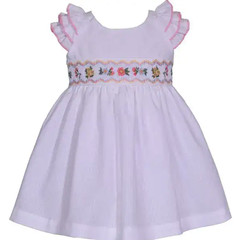 Bonnie Baby Baby Girls’ Embroidered Roses Smocking Dress and Bloomers White 6-9M