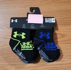 Under Armour 6 Pack Non Slip Socks 0-6 Months Baby Boys Grippy Black NEW