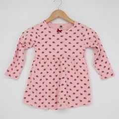 Hudson Baby Dress Toddlers 5T Pink Rose Print Cotton Round Neck Everyday Wear