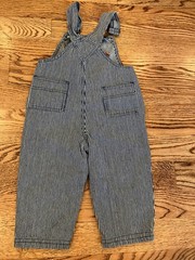 Vintage Kids Thomas the Tank Engine Denim Overalls Embroidered Trains Size 24M