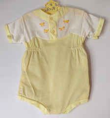 Vtg SMALL 100% Dupont Nylon Patented Jet Creeper w/Chicks/Chickens~Vinyl Shorts