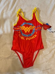 Wonder Woman Swim Suit Size 5T Toddler Swimsuit Bathing Suit Girl Power 1 Piece