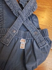 Cat & Jack Baby Blue Denim Ruffle Snap Bottom Adjustable Romper 0–3 Months New