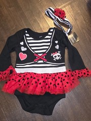 Way To Celebrate Halloween Pirate Tutu Bodysuit w/ Headband 0 3 12 Months Outfit