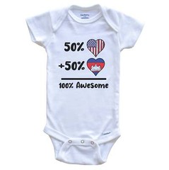 50% American 50% Cambodian 100% Awesome Cambodia Heart Flag Baby Bodysuit
