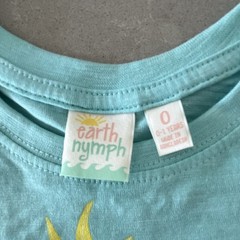 Earth Nymph Size 0 Aqua 100% Cotton Cockatoo Australia Graphic Tee Crew