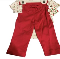Little Me My 1st Christmas Red 100% Cotton 2PC Headband Baby Set sz 12MOS NWT