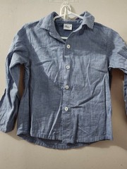 Baroni Firenze Shirt Baby 18 Months Blu Long Sleeve Button Up Herringbone Cotton
