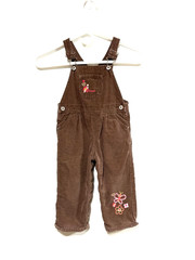 Oshkosh B’Gosh Brown Butterfly Embroidered Corduroy Overalls Girls 24 Month Y2K