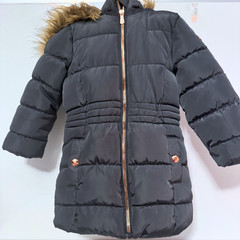 Kensie Girl Toddler Puffer Coat Faux Fur Hood Black Jacket Sherpa Lined 3T
