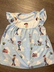 Toy Story Jessie Woody Buzz Lightyear Girls 2T Blue/White A-Line Flutter Dress
