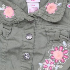 nannette Kids Infant Baby Embroidered Button Up Jean Jacket Green 24M