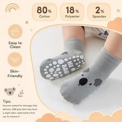 5 Pack Baby Grip Crew Socks Non Slip Cotton for Girls Boys