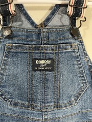 Oshkosh B’Gosh Denim Short Overalls with Stripped Straps Size 24 Months