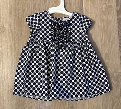 Savannah Girl’s Size 12 Months Navy Polka Dot Short Sleeve Lightweight Dress