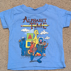 Vintag Sesame Street Alphabet Time T-Shirt 12M Blue Short Sleeve Crew Neck