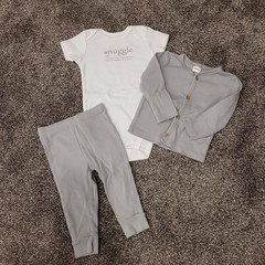 Carters Baby 9M 3pc Set Grey Ribbed Cardigan Pants Snuggle Bodysuit GCL15230-IGP