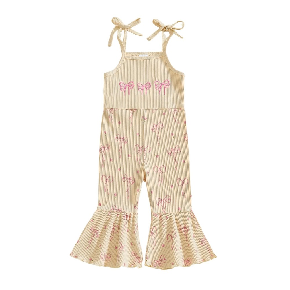 Baby Girl Spaghetti Strap Jumpsuit Sleeveless Halter Romper Bow Bell Bottoms …