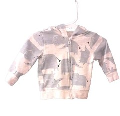 Child of Mine infant/baby Hood Jacket Gray/Blue Zipper Front 0-3M Elephants