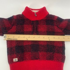 Ralph Lauren Sweater Kids 24M Red Buffalo Plaid Sherpa Lined Quarter Zip Knit