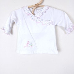 NEW Kissy Kissy Pima Cotton Wrap Top White Pink Polka Dot Ruffle Giraffe 0-3m